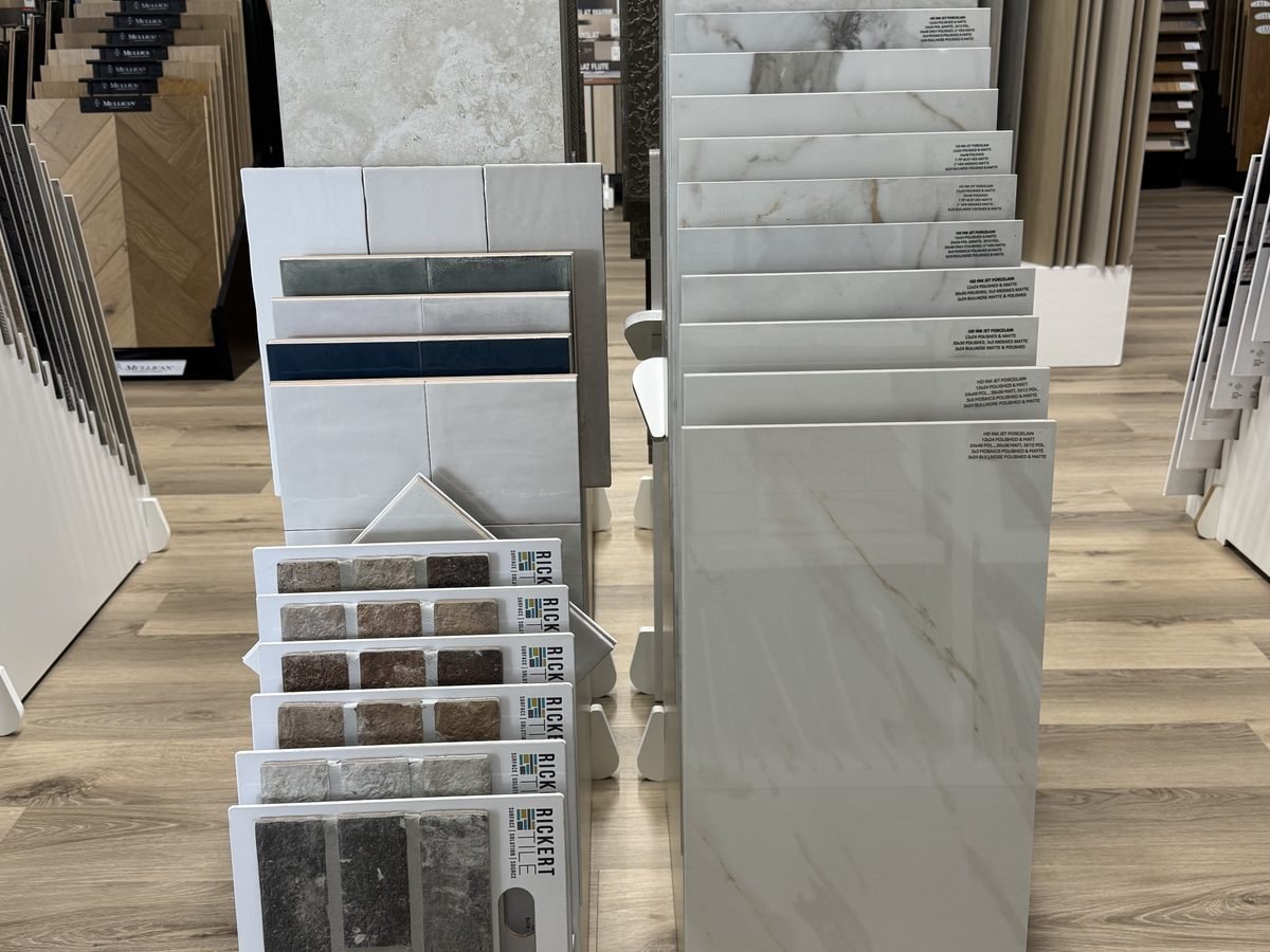 Large format tile display panel in the Breaux Bridge showroom