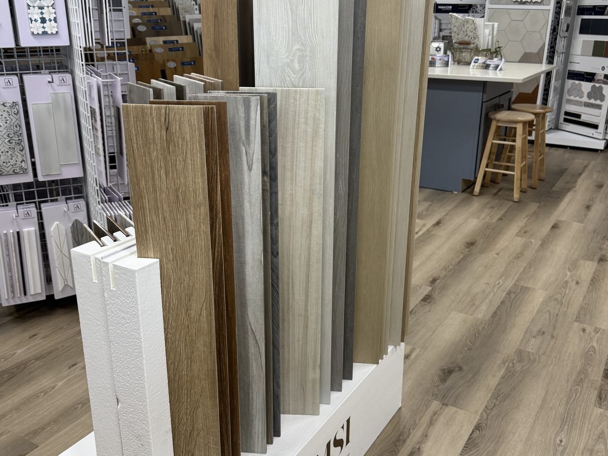 Ceramic wall tile in a neutral finish at the Luxe Flooring & Stone showroom